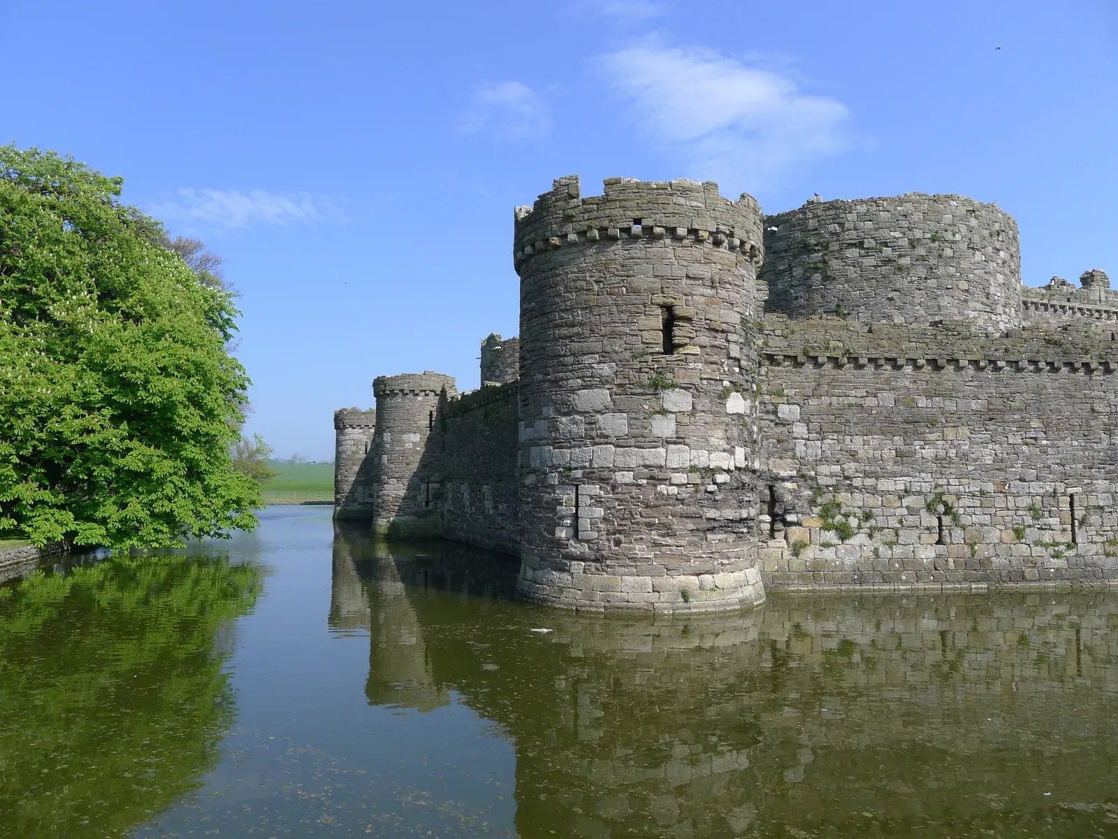 Beaumaris Castle's concentric walls and water-filled moat