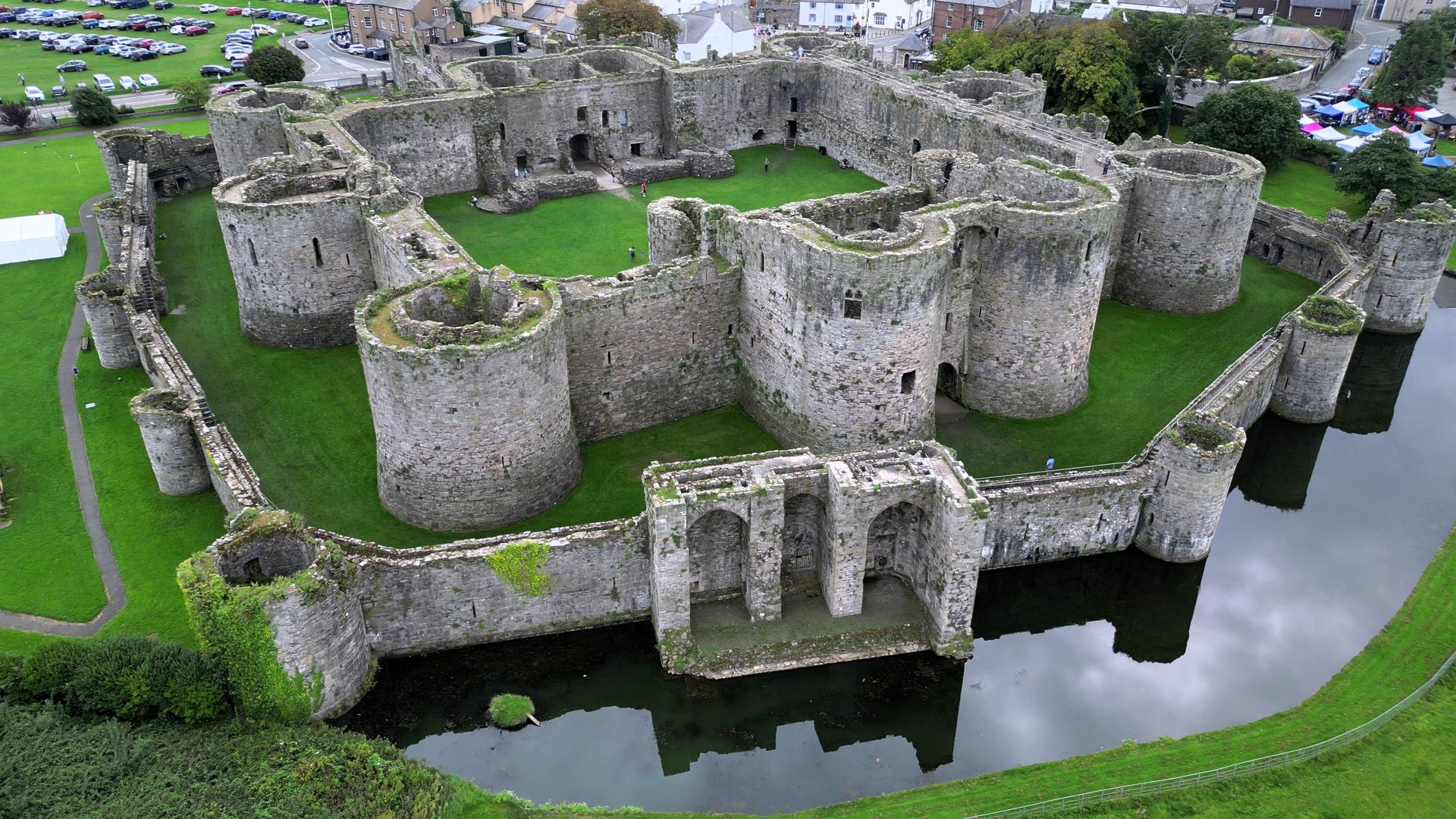 Aerial view of Beaumaris Castle, Anglesey