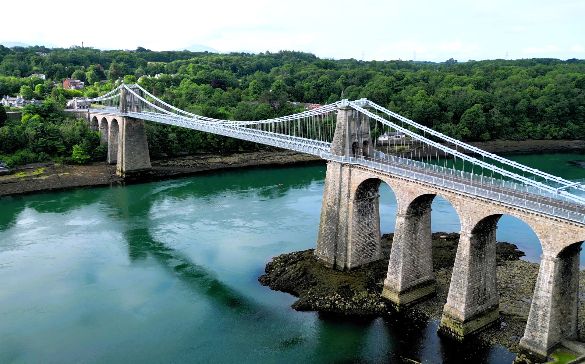 The Menai Suspension Bridge linking Anglesey to mainland Wales