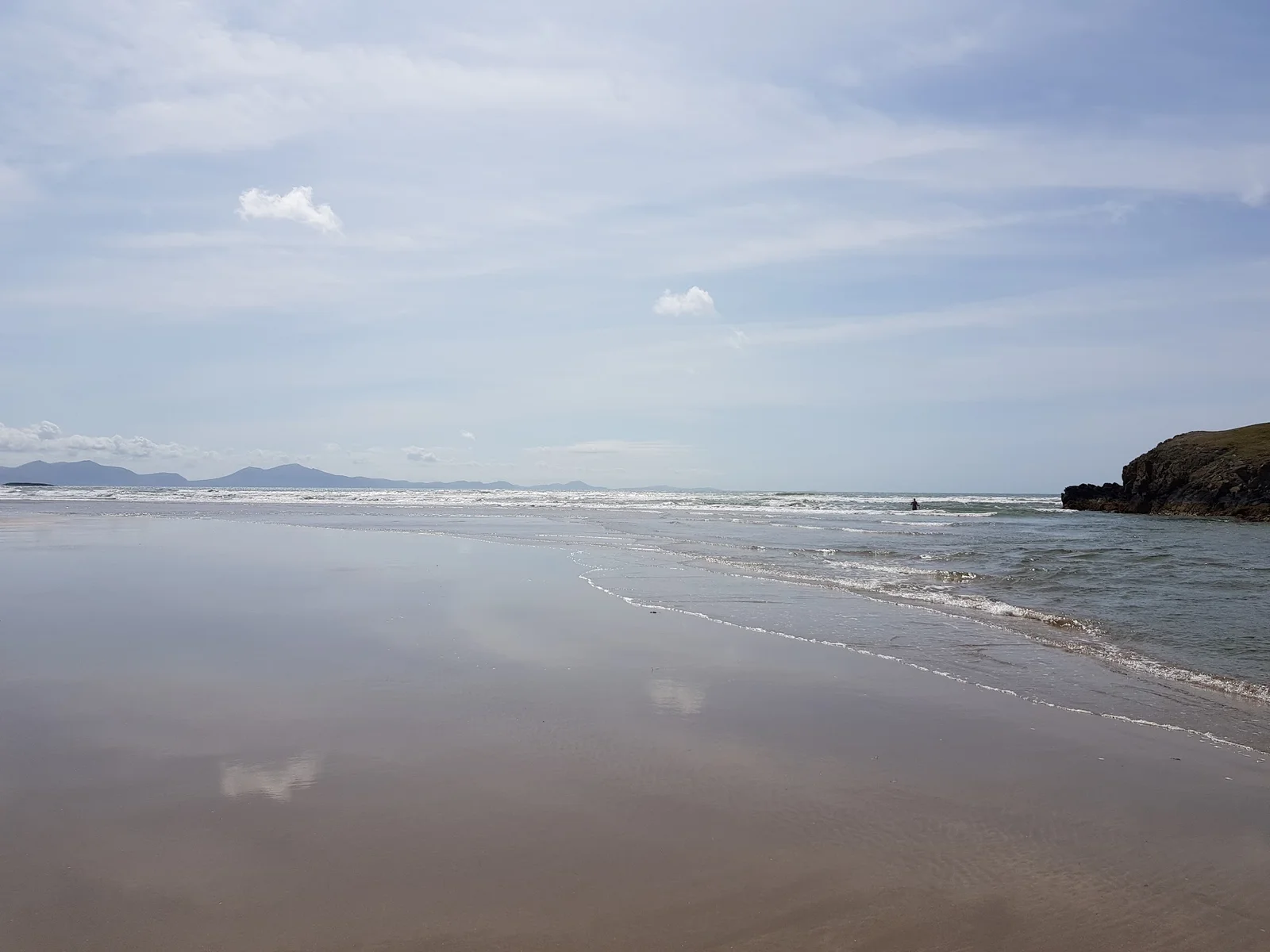 Aberffraw Beach and estuary on the southwest coast of Anglesey with the dune system behind