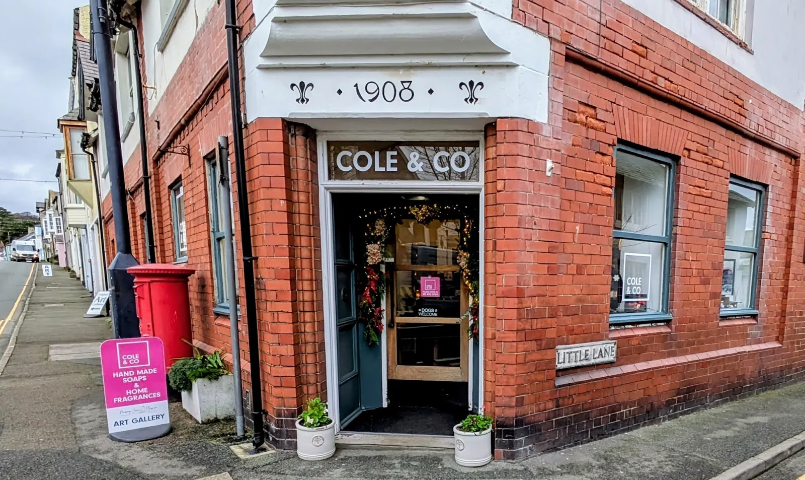 The corner shopfront of the Cole & Co lifestyle store in Beaumaris, Anglesey