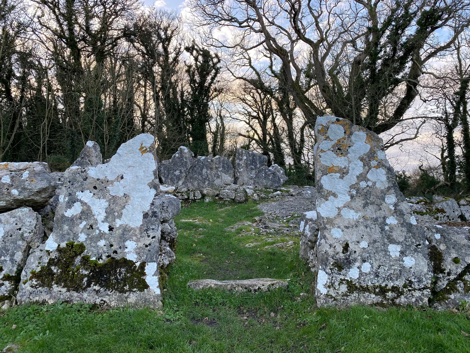 Din Lligwy ancient village stone enclosure walls near Moelfre on the Anglesey coast