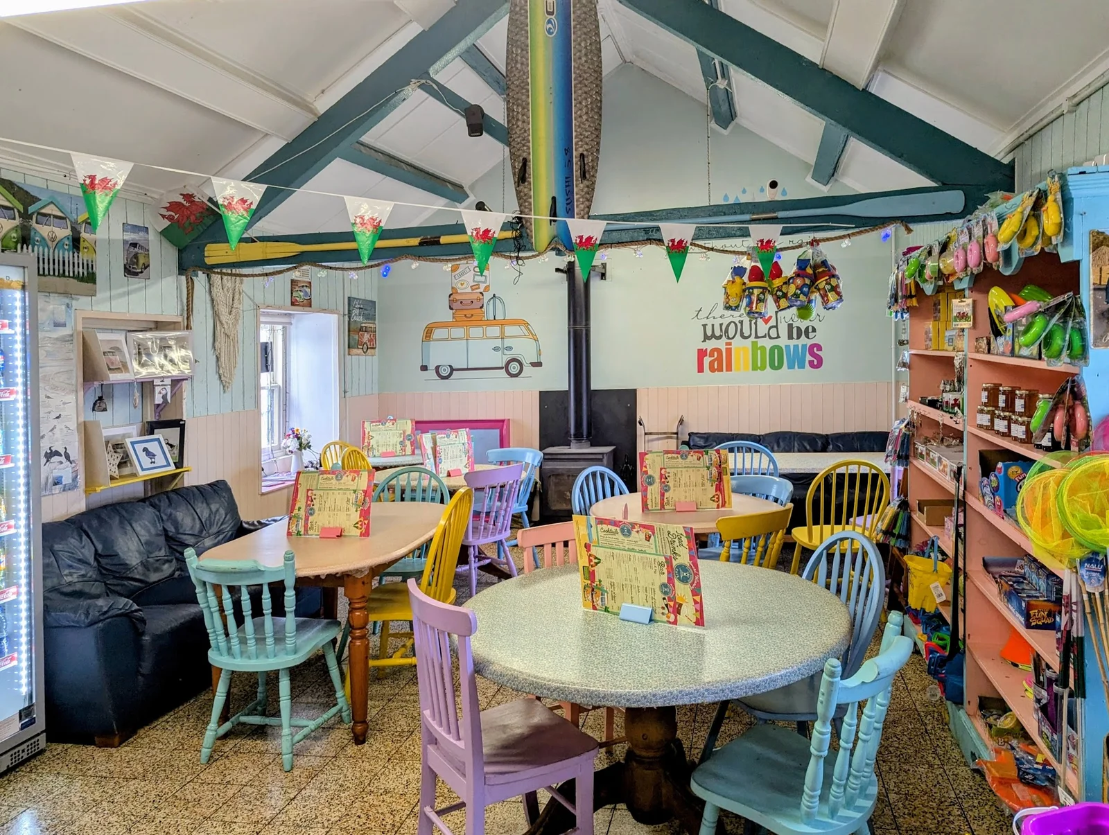 Pilot House Café Beaumaris seafront with views across the Menai Straits to Caernarfon