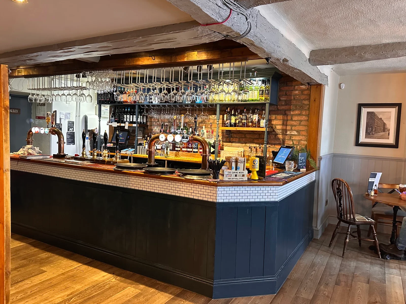 The Liverpool Arms pub terrace on the Beaumaris waterfront with Menai Strait views